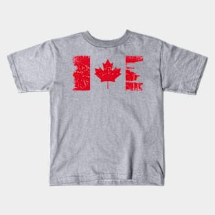 Canadian Flag - Red - Distressed Kids T-Shirt